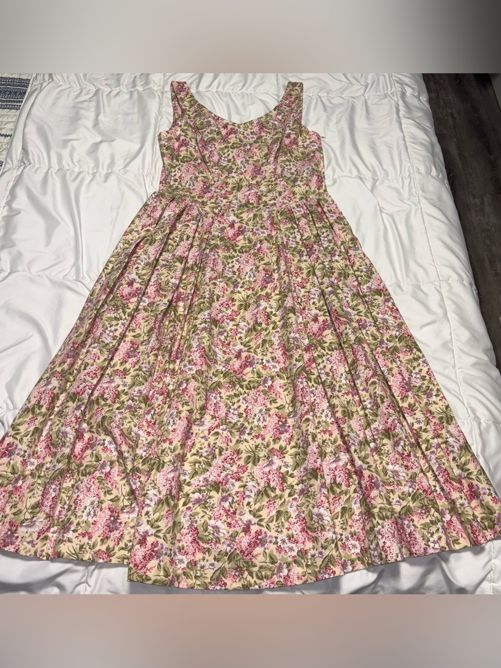 Vintage Laura Ashley Made in Great Britain Floral Tea Dress Size 14 US